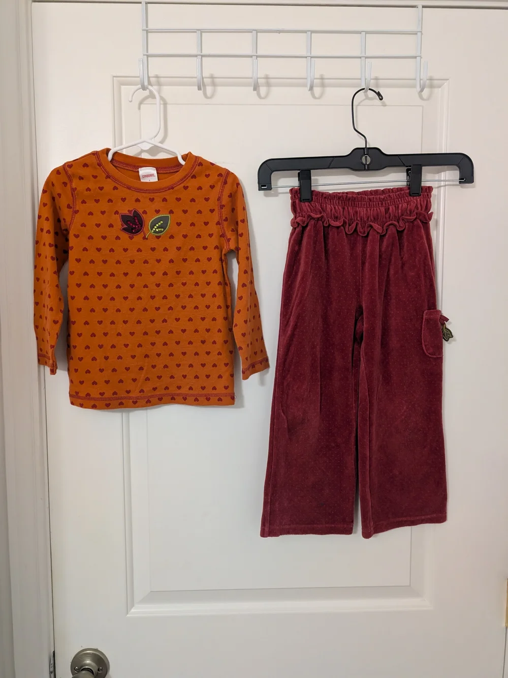 Vintage 2006 Gymboree Harvest Leaves 2pc Velour Pants Top Set Girls 4